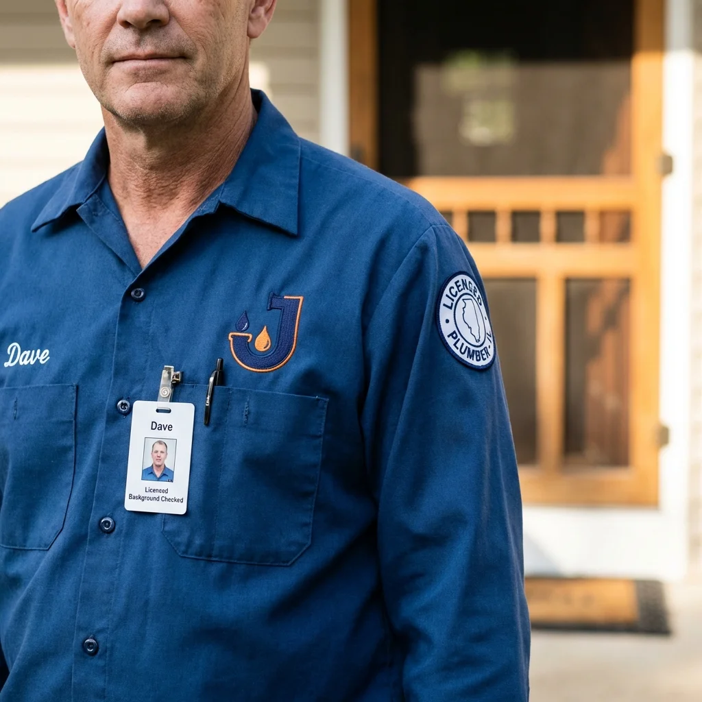 Licensed plumber showing ID badge in White Bluff, TN