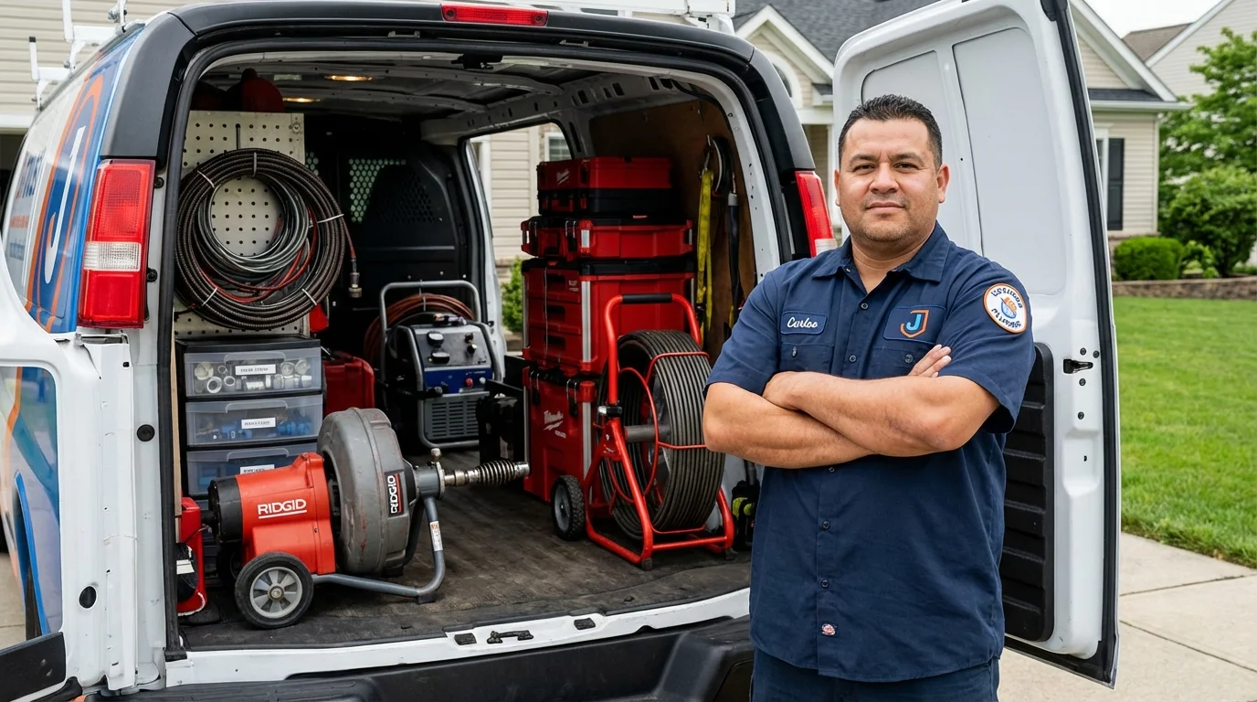 Professional drain cleaning equipment and Johns Plumbing LLC plumber in White Bluff
