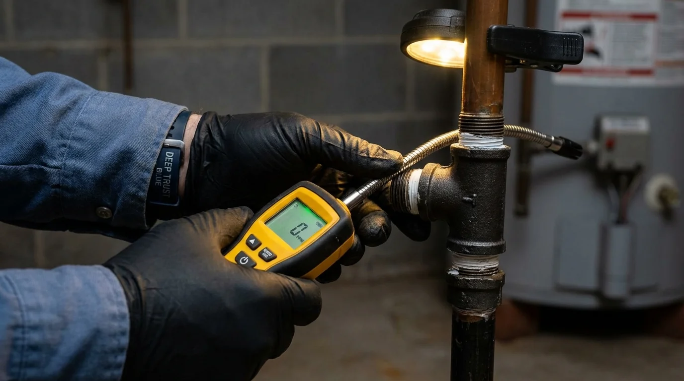 Gas leak detection with electronic sniffer by Johns Plumbing LLC in White Bluff