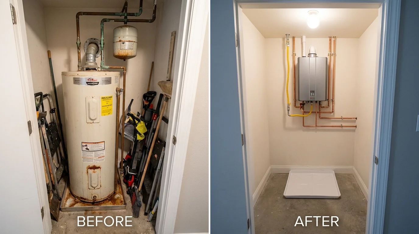 Tank water heater versus wall-mounted tankless unit comparison for White Bluff, TN homeowners