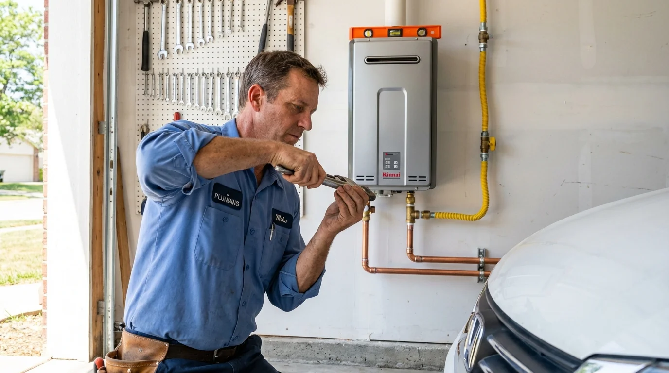 Tankless water heater installation by a Johns Plumbing LLC plumber in White Bluff